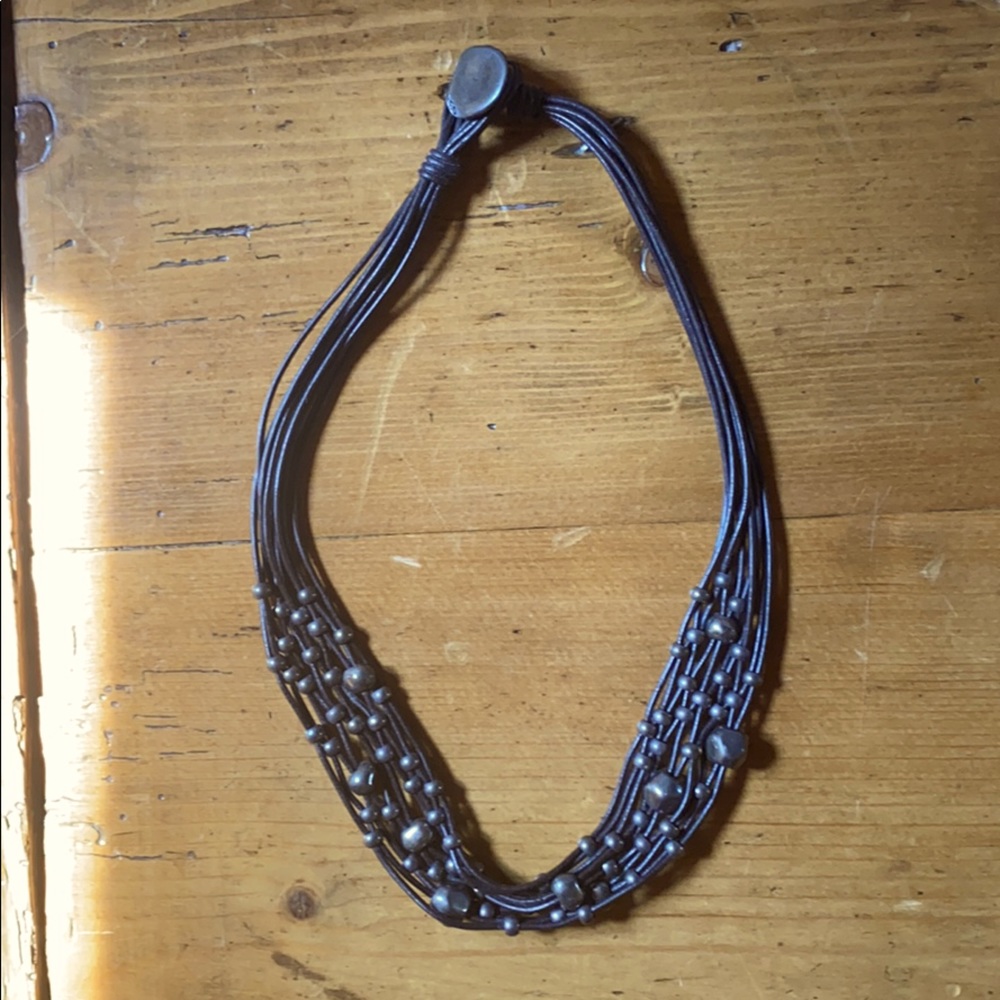 Uno de 50 brown leather necklace